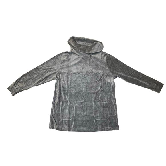 NWOT Feel Good Store Gray Velour Lounge Set 2PC Cowl Neck Top Pants Women’s L - Picture 2 of 8